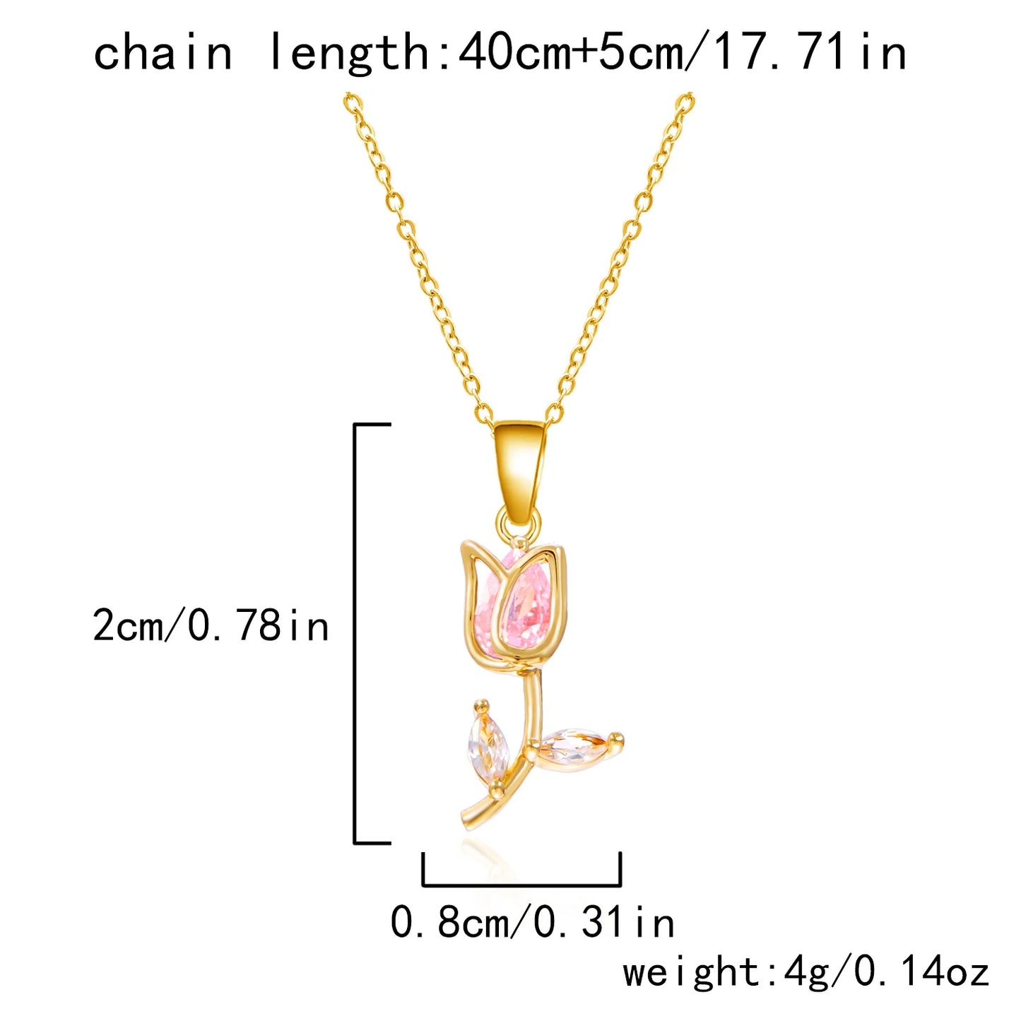 Light Luxury Zircon Tulip Flower Pendant Necklace for Women Elegant Stainless Steel Clavicle Chain Fashion Party Jewelry Gift