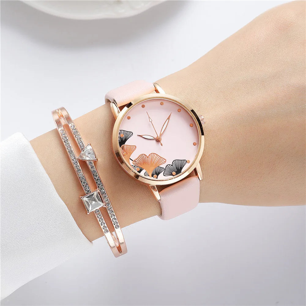 Simple Women Fashion Ink Painting Black And White Design Ladies' Quartz Watch Casual Leather Strap Female Bracelet Gift Clock