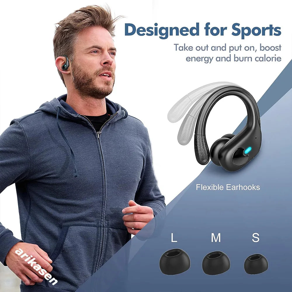 Bluetooth 5.3 Headphones True Wireless Earbuds Bass Stereo Sound with LED Power Display Case 60H Playback Earphones With Mic ENC