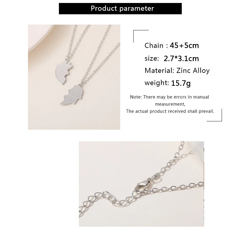 Fashion Best Friends Honey Love Couple Pendant Necklace 2 Pcs/ Set Chain Choke Broken Heart BFF Good Friendship Jewelry Gift