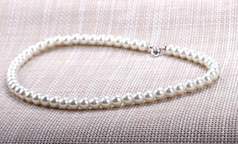 1 Strand Women Fashion Jewelry Pearl Necklace 42cm 8mm New Fashion Statement Imitate Pearl Beads For Wedding Party Decoration