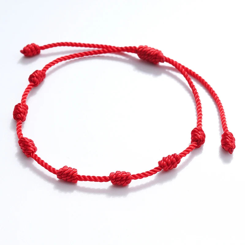 10PCS Handmade 7 Knots Red String Bracelet For Couple Protection Good Luck Amulet for Success Rope Braided Bracelet Jewelry Gift