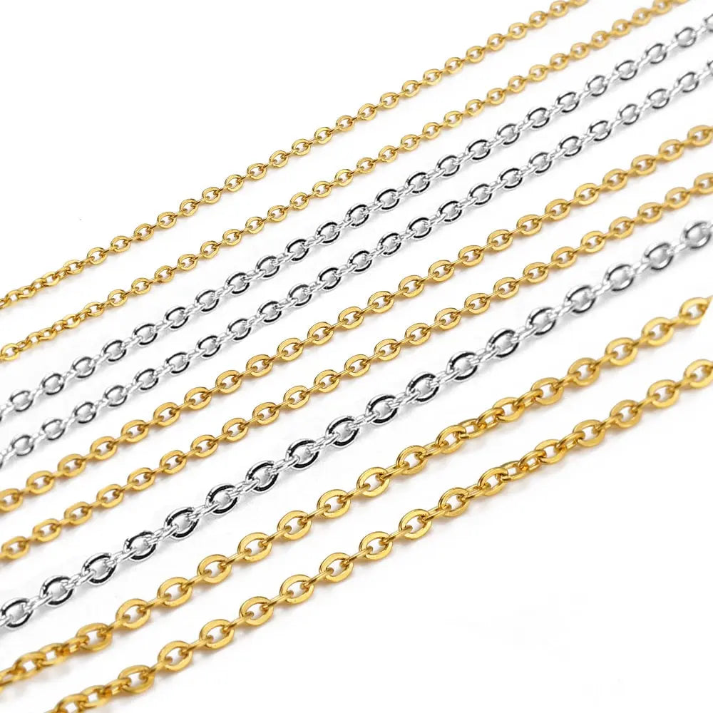 10 Meters Stainless Steel Chain 1 1.5 2mm Gold&Steel Color Link for DIY Jewelry Making Necklace Bracelet Bulk Chain Supplies