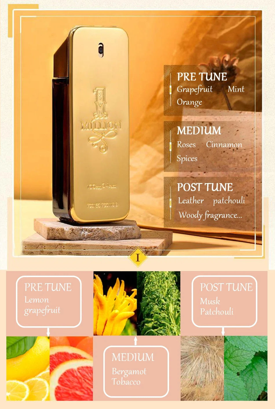 2024 New Soft Golden Millionaire Men'S Seductive Leather Notes Best Gifts for Men and Women 100ml Festival Birthday Gift