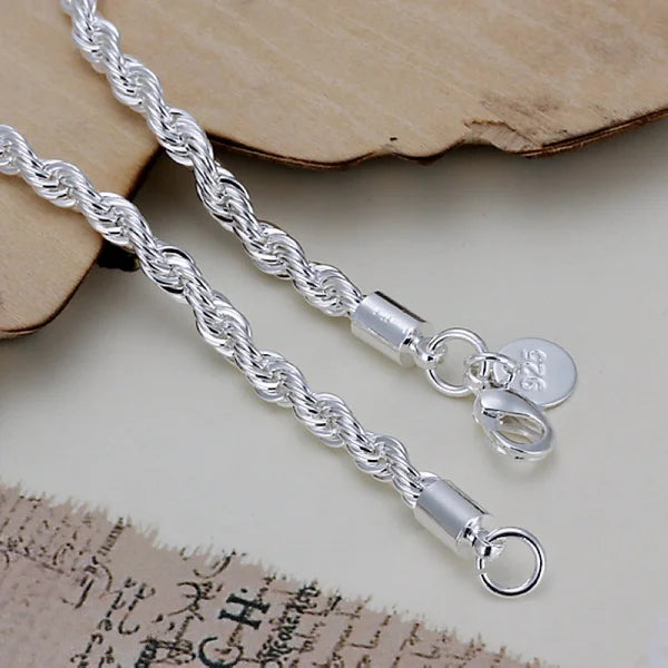 925 Sterling Silver Exquisite Solid Chain Bracelet Fashion Charm Women Men Solid Wedding Cute Simple Models Jewelry