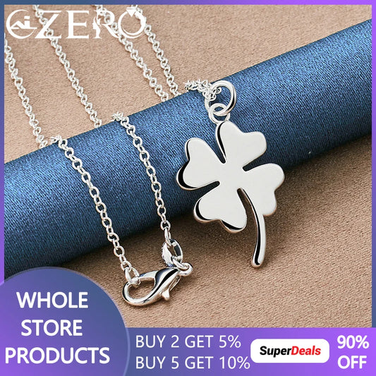 ALIZERO 925 Sterling Silver Lucky Clover Pendant Necklace 16-30 Inch Chain For Woman Wedding Party Fashion Charm Jewelry Gifts