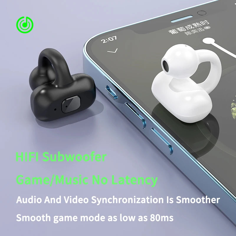 Ear-Clip Wireless Earphone HIFI Heavy Bass Surround Stereo Sound TWS Bluetooth 5.3 Headsets With Mic DT3.0 For Sports Game Music