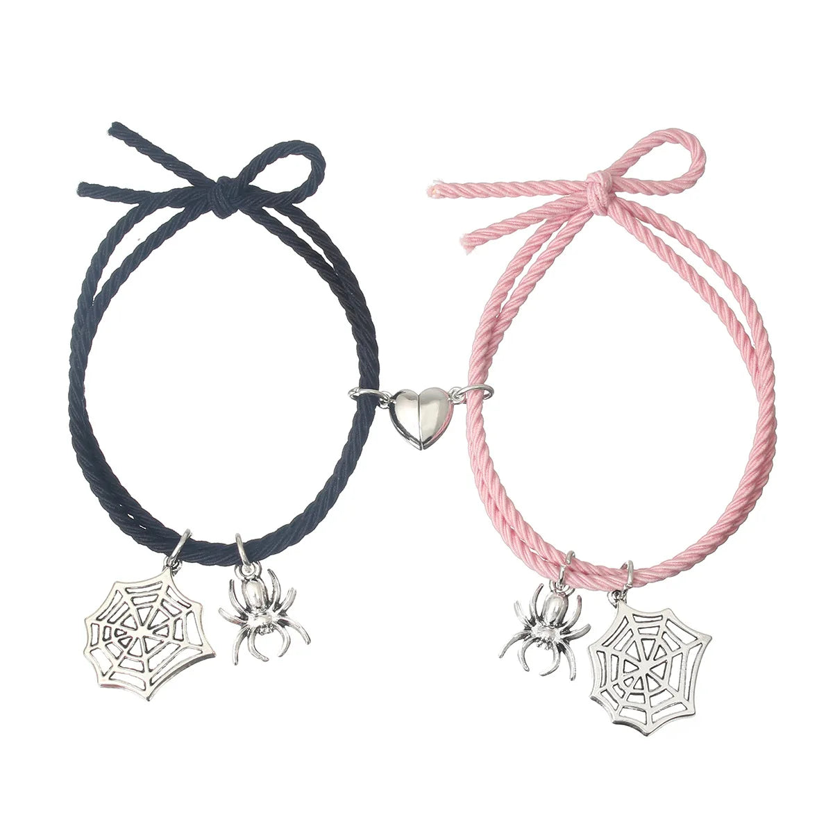 2Pcs Creative Heart Magnetic Matching Couple Bracelets for Women Men Cute Cartoon Ghost Pendant Bracelet BFF Friendship Jewelry