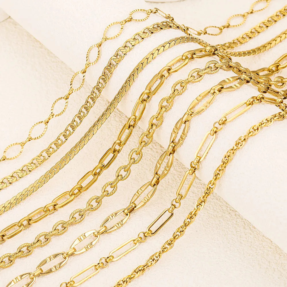 1 Meter Stainless Steel Large Heavy Chunky Hip Hop Punk Link Gold Color Chains DIY Jewelry Materials Handmade Necklace Bracelet