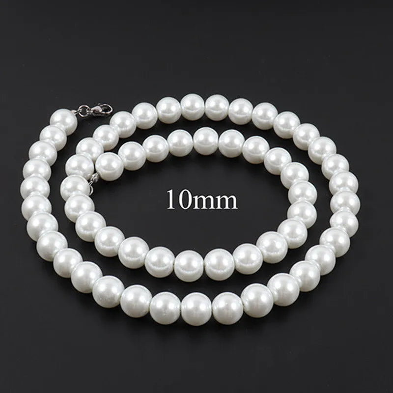 New Trendy Imitation Pearl Necklace Men Temperament Simple Handmade Strand Bead Necklace For Women Jewelry Gift Wholesale Jewelr