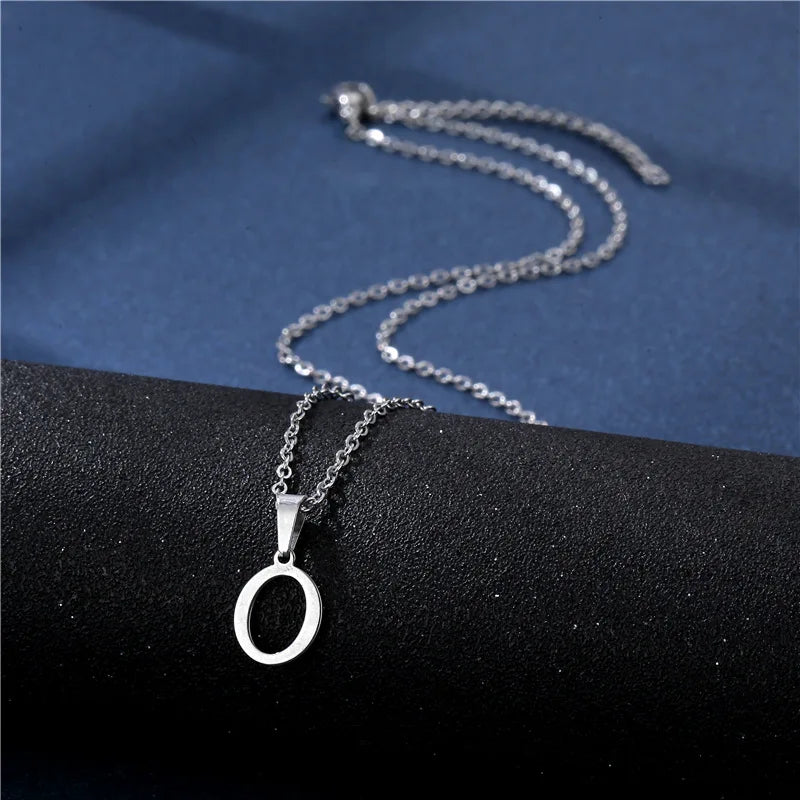 Fashion Initial Letter Pendant Necklace for Women Simple Stainless Steel Letter Glossy Clavicle Chain Choker Necklaces Jewelry