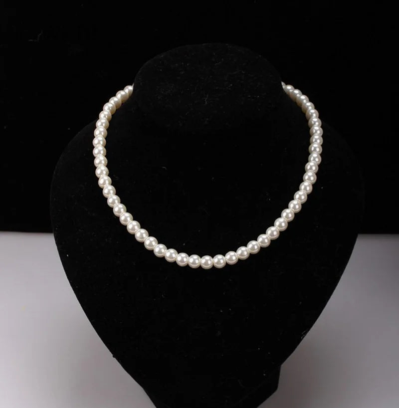 1 Strand Women Fashion Jewelry Pearl Necklace 42cm 8mm New Fashion Statement Imitate Pearl Beads For Wedding Party Decoration