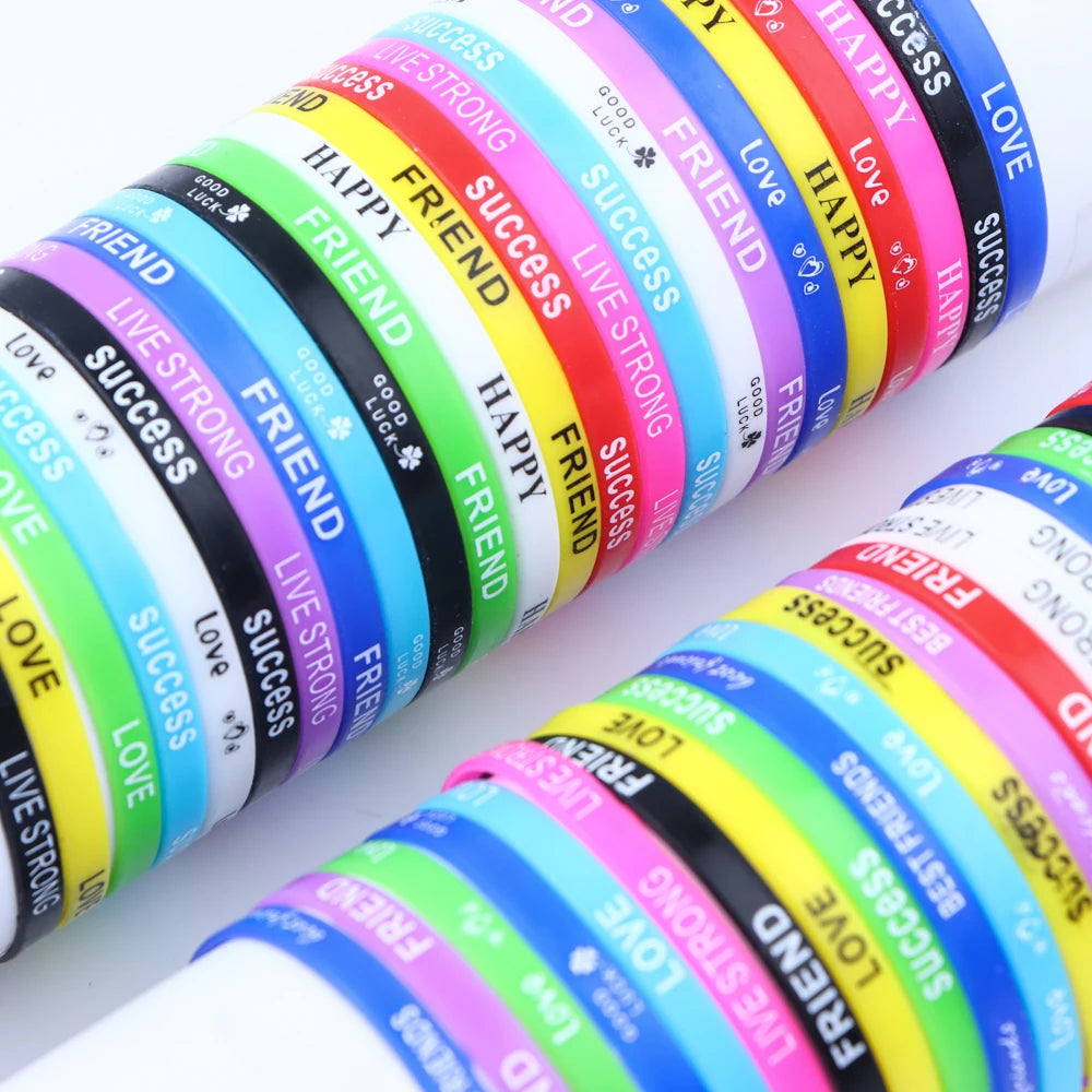 20/30/50/100Pcs/Lot Fashion Sport Multicolor Luminous Silicone Bracelets Men Women Mix Style Rubber Wristband Jewelry Gift