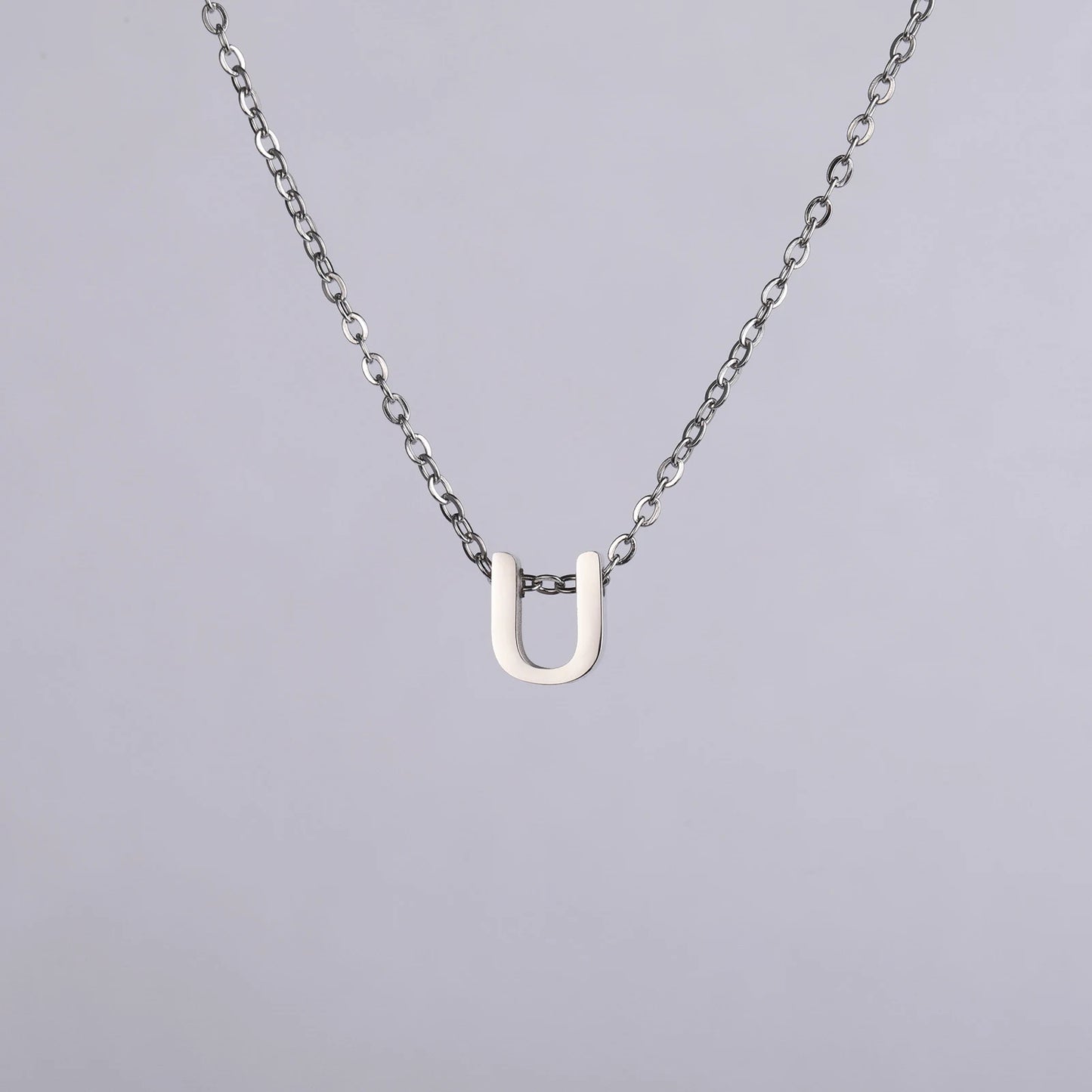 Unift Family Initial Name Necklaces Letter Alphabet M Pendant Stainless Steel Women Neck Chain Choker Trendy Minimalist Jewelry