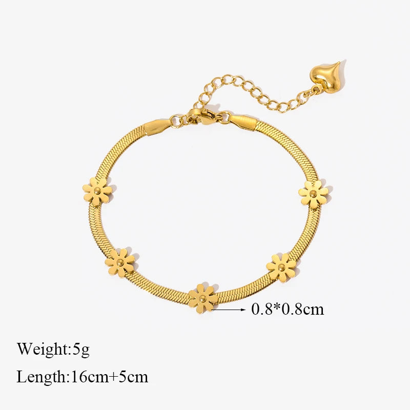 EILIECK 316L Stainless Steel Gold Color Bracelet for Women Simple Style Link Chain Bangle Trendy Fashion Non-fading Jewelry Gift