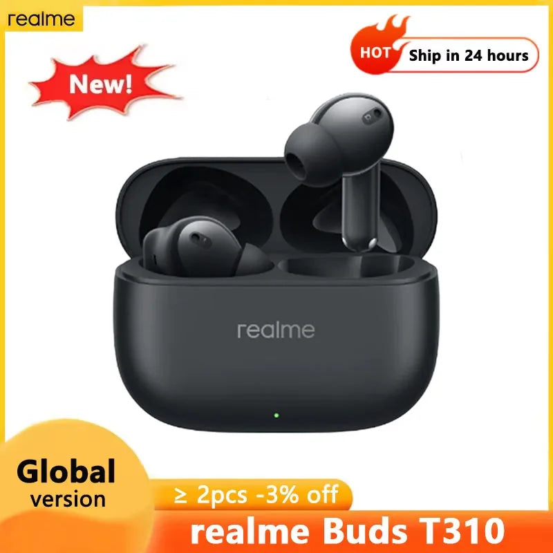 Global Version realme Buds T310 Bluetooth 5.4 Wireless TWS Earphone 40H Battery Life Headphone 46dB Active Noise Cancelling