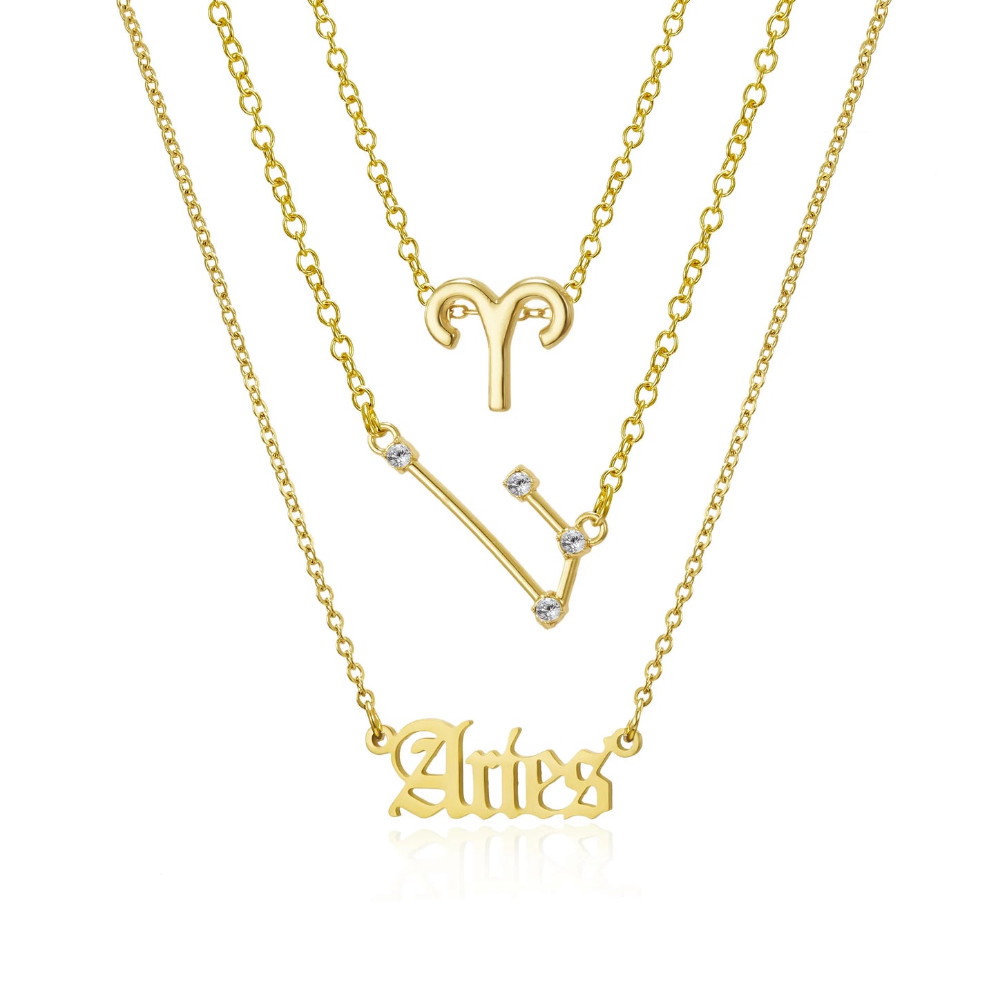 3Pcs/set 12 Zodiac Sign Necklace For Women 12 Constellation Pendant Chain Choker Birthday Jewelry With Cardboard Card