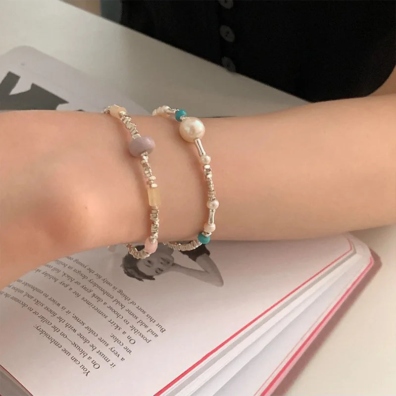 VENTFILLE 925 Sterling Silver Pearls Bamboo Knots Bracelet for Women Girl Simple Korean Jewelry Birthday Gift Dropshipping