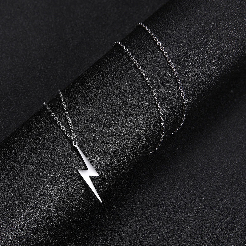 Stainless Steel Necklace Hot Lightning Pendant Necklace for Women Men Temperament Hip Hop Retro Chain  Charm Accessories Jewelry