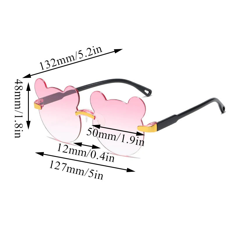 Hot Sale!Children Cute Cartoon Bear Shape Sunglasses Boy Girls Summer Anti-UV UV400 Rimless Sun Glasses Kids Outdoor Sun Glasses