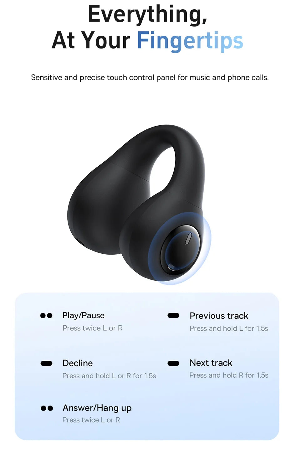 Baseus AirGo AS01 Wireless Headphones Ear clip Earphones Bluetooth 5.3  2MIc ENC HD Call Noise Reduction Earbuds Sports Earbuds