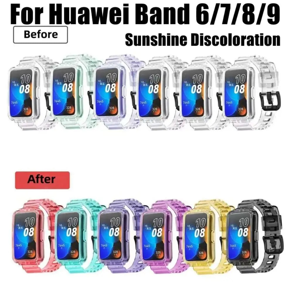 TPU Strap For Huawei Band 9 8 7 6 Accessories Replaceable Bracelet Transparent Color Chang Wristband for Huawei Band 6/7/8/9