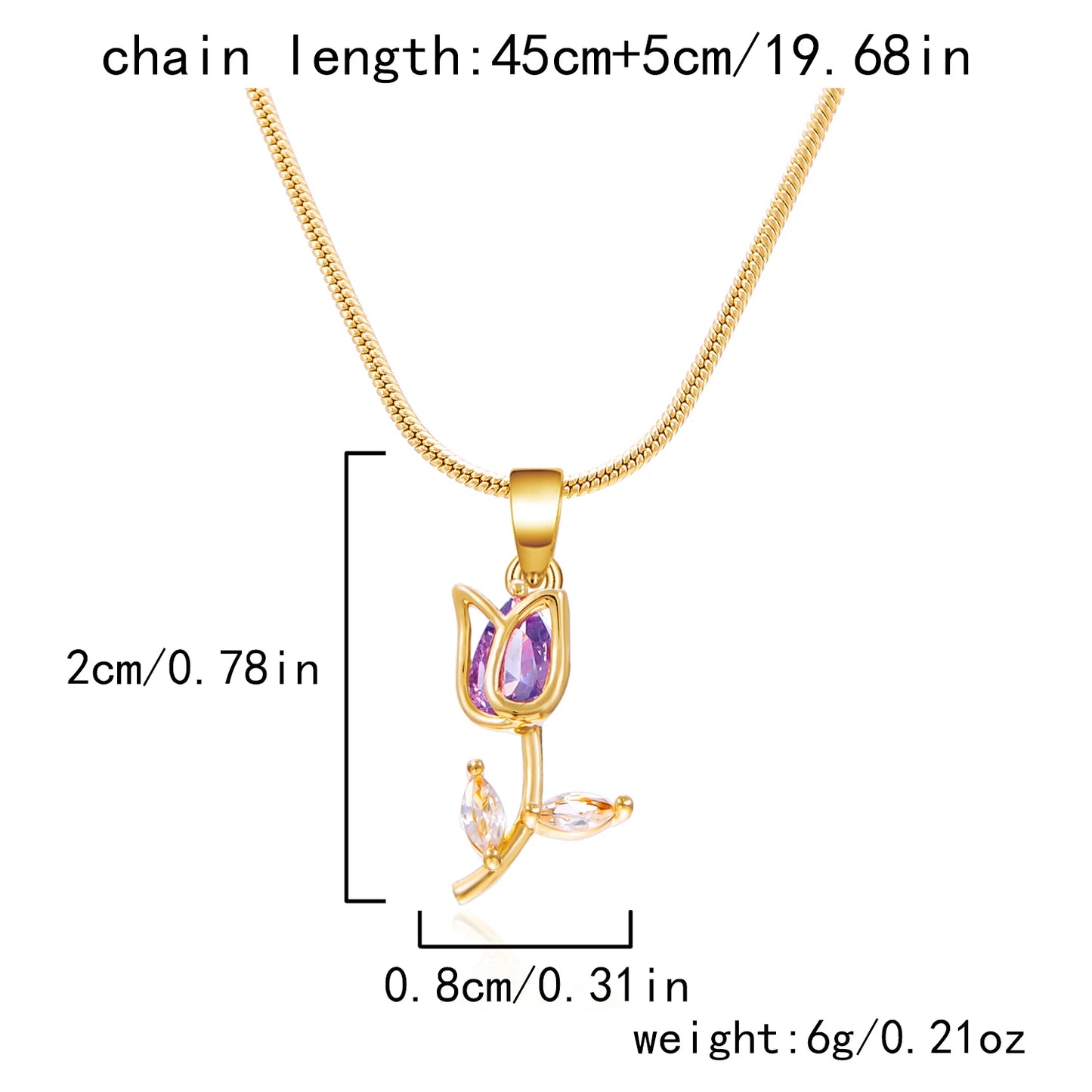 Light Luxury Zircon Tulip Flower Pendant Necklace for Women Elegant Stainless Steel Clavicle Chain Fashion Party Jewelry Gift