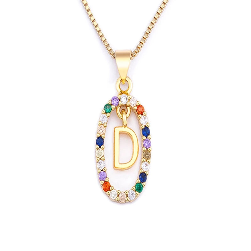 26 English Letters Pendant Necklace Zircon Fashion A - Z Initial M S C K Trendy Alphabet Long Chain For Women My Name Jewelry