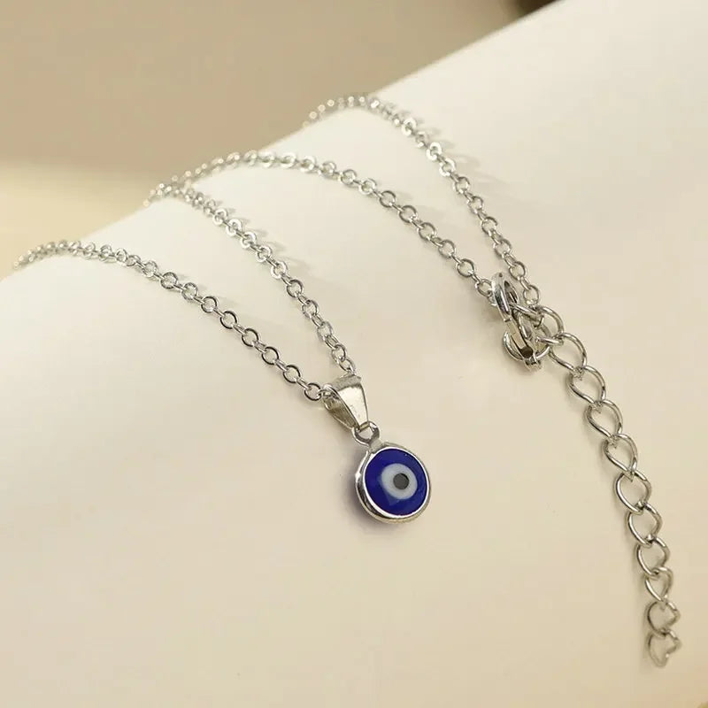 Turkey Evil Eye Charms Necklace for Woman Blue Round Pendants Couple Chain Necklaces Lucky Jewelry 2023 Fashion Friendship Gift