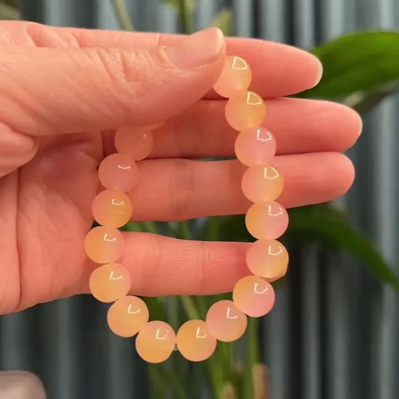 Natural Stone Pink Quartz Crystal Beadeds Bracelets Women Fashion Sweet Reiki Healing Energy Strand Bangles Girls Jewelry Gift