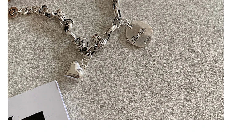 VENTFILLE 925 Sterling Silver Thai Silver Bracelet for Women Vintage Geometric Heart Love Lucky Punk Jewelry 2023 New Dropship