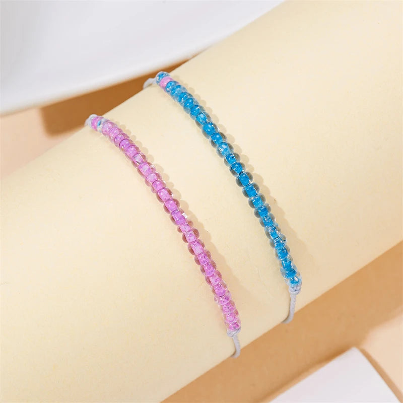 2 Pcs/Set Luminous Bracelet For Women Romantic Glow In The Dark Colorful Beads Braided Rope Bracelet Couple Friendship Jewelry