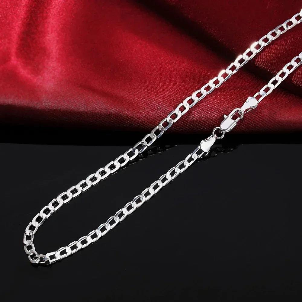 Wholesale Men's 925 Sterling Silver Necklace 2/4/6/8/10/12MM 40-75cm Chain Lobster Clasp Man Boy Women Engagement Jewelry