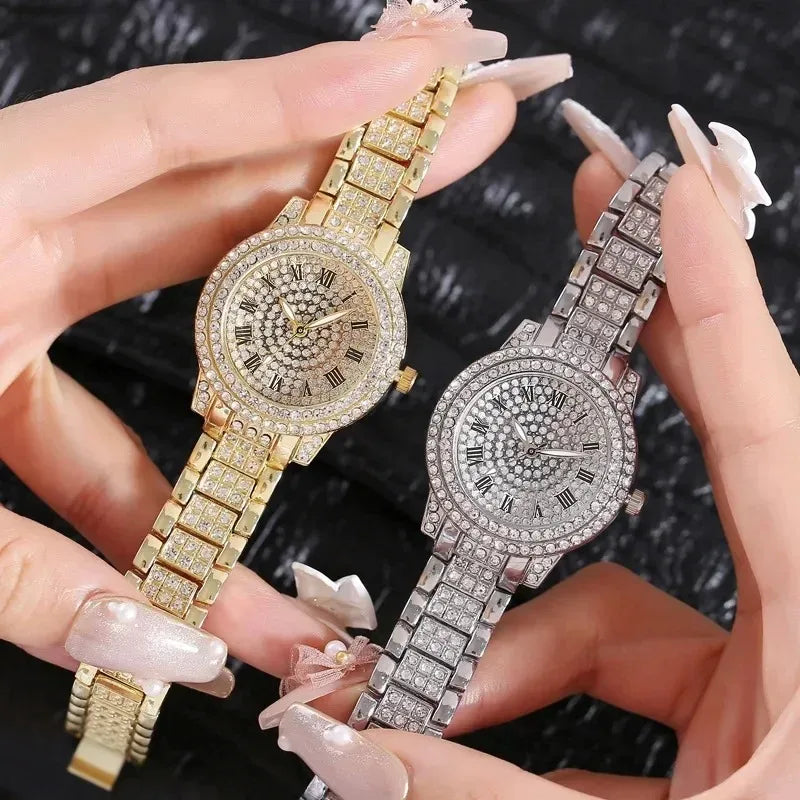 Luxury Shining Diamond Watch Women Brand Quartz Gold Bracelet Watches Ladies Zircon Crystal Top Elegant Wristwatch Clock Gifts