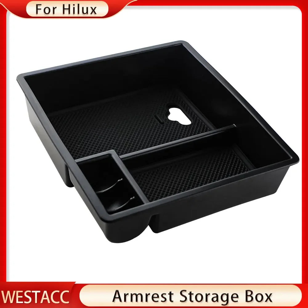 Car Armrest Storage Box Tray for Toyota Fortuner Hilux Innova 2004 - 2015 Center Console Organizer Stuff Holder Case Accessories