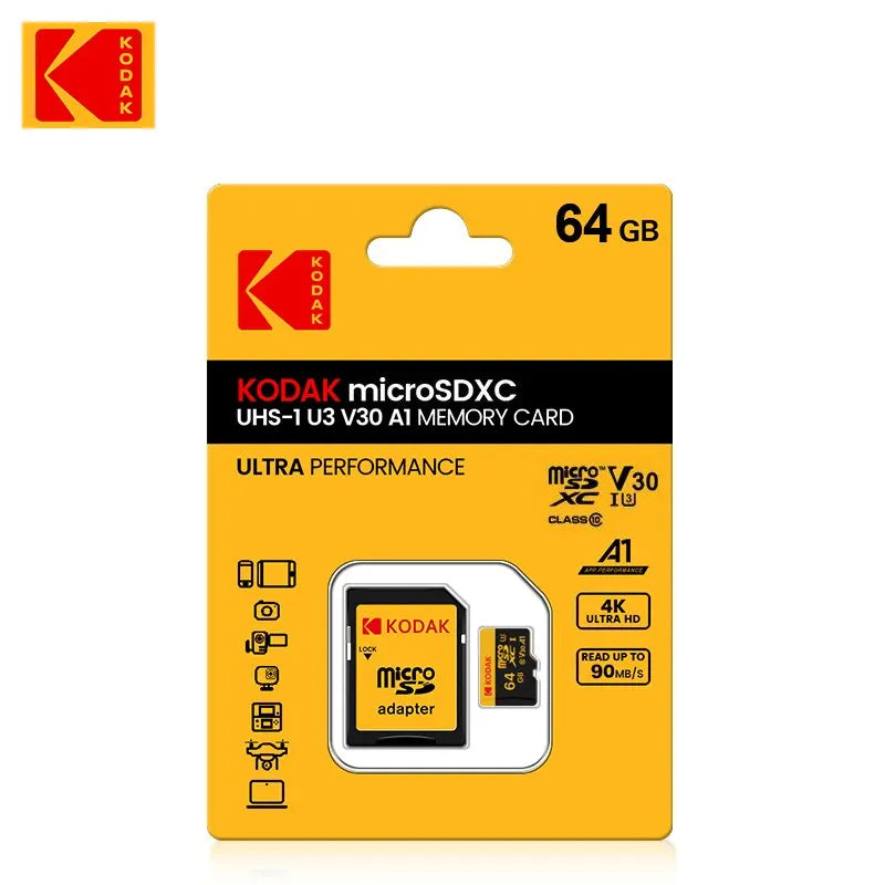 KODAK Memory Card Driving Recorder 32GB 64GB Micro SD Memory Card For Mobile Phone PC Earphone Speaker HD Camera Game Switch