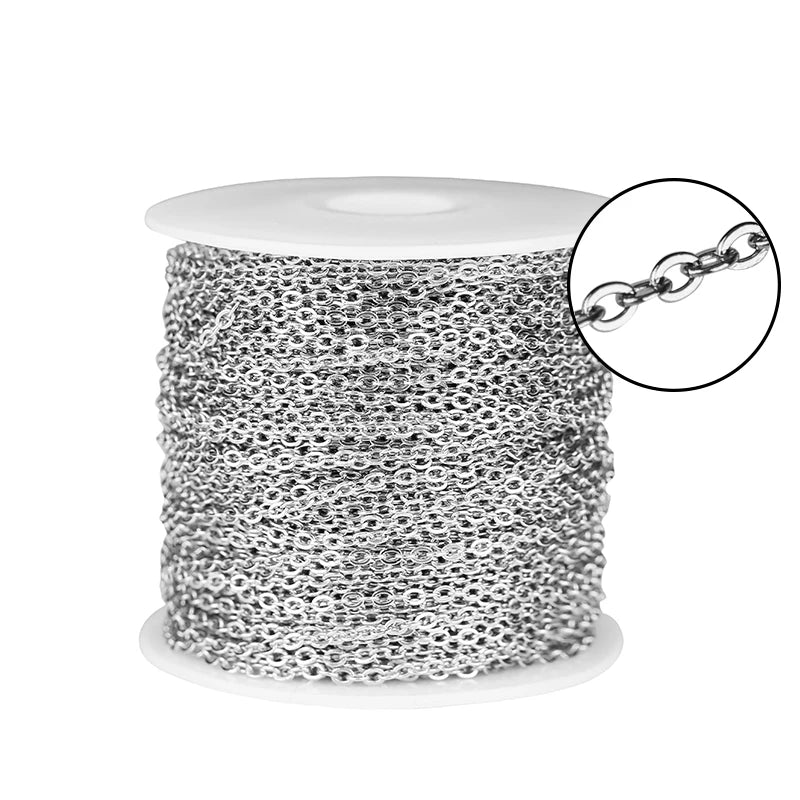 2 Meters 1-3mm Stainless Steel Rose Gold Chain Gold Link Chain Necklace Bulk Cable for DIY Jewelry Making Supplies Lot Wholesale