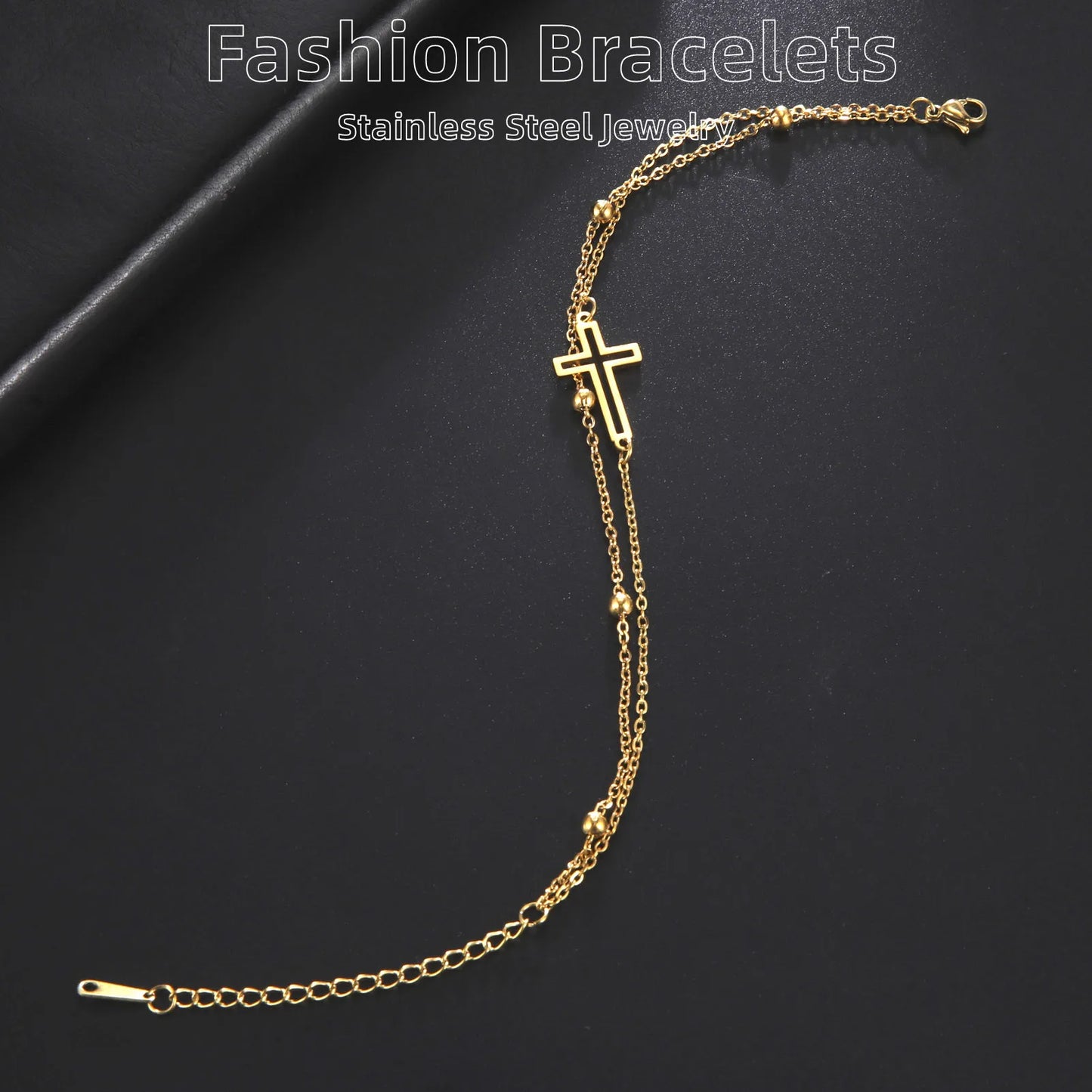 Fashion Women's Jewelry Cross Pendant Bracelets Stainless Steel Double Layer Chain Bracelets for Men Women Trend Gift