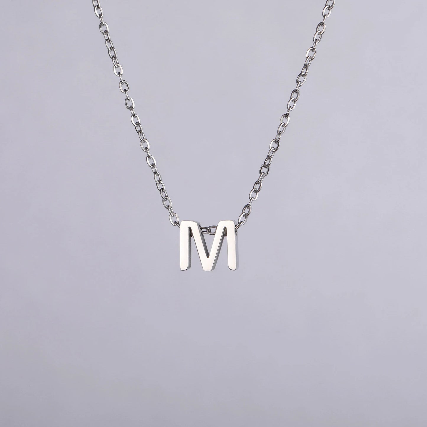 Unift Family Initial Name Necklaces Letter Alphabet M Pendant Stainless Steel Women Neck Chain Choker Trendy Minimalist Jewelry