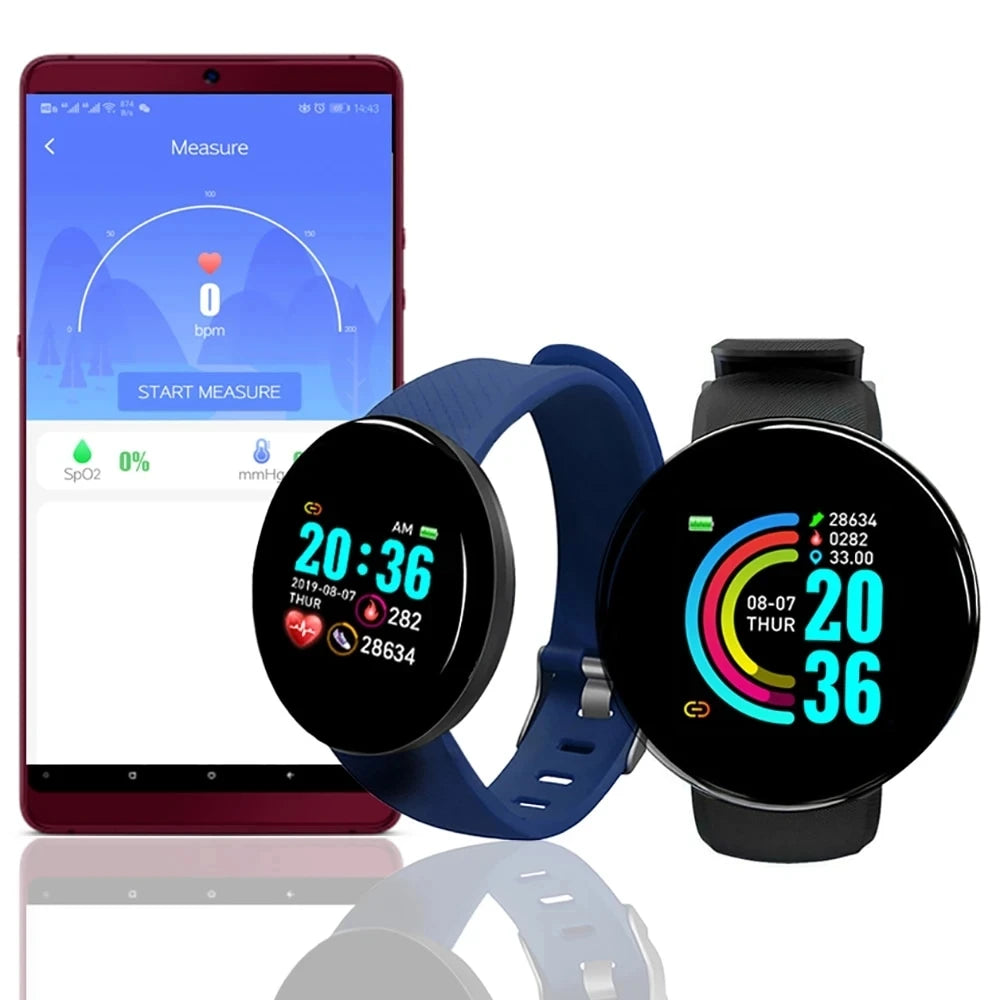 D18 Real stepcount Smart Watch Multi Function Step Connected Smart Watch For Men And Women Suitable For And Android