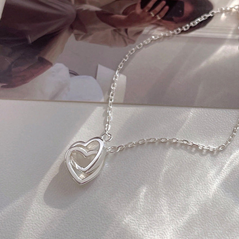 New Hollow Double Heart Bracelet for Women Silver Color Interlocking Small Heart Shape Bangle Fashion Jewelry Wedding Party Gift