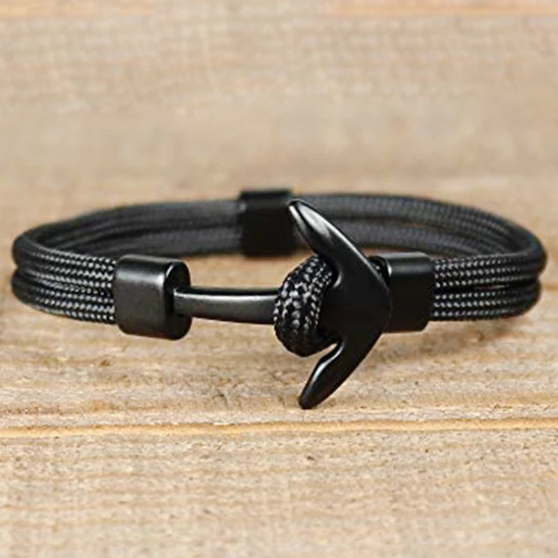 Kirykle Hot Sale Couple Bracelets Fashion Alloy Anchor Bracelets Bangles Braided Polyester Rope Bracelets For Women Men Gifts