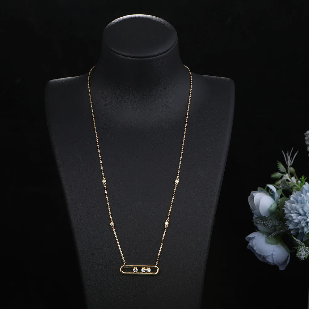 Hot Fashion Lucky Bead Geometric Pendant Necklace Gold Silver high-quality zircon Choker Necklace For Women Pendant Jewelry Gift