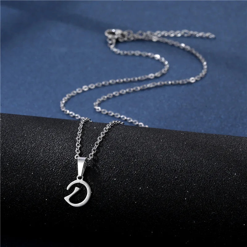 Fashion Initial Letter Pendant Necklace for Women Simple Stainless Steel Letter Glossy Clavicle Chain Choker Necklaces Jewelry