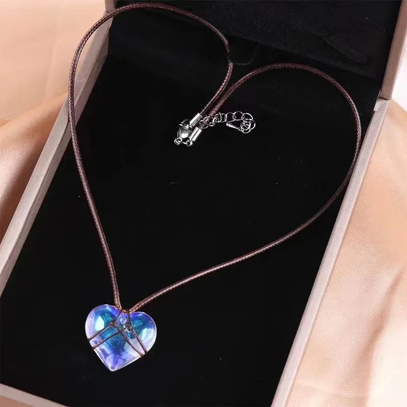 Fashion cute doll beautiful princess love mermaid Ji crystal peach heart wish necklace lucky princess guardian pendant gift