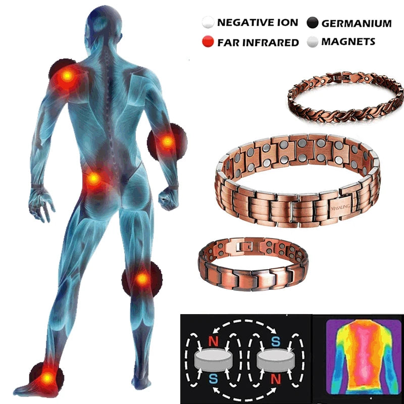 Healing Healthy Copper Magnetic Bracelet for Men Arthritis Pain Relief Bio-Energy Blood Pressure Bracelet Health Bangle Jewelry