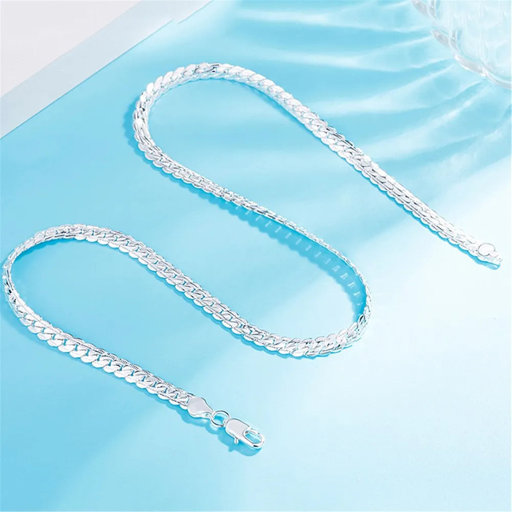 40-60cm Noble brand 925 Sterling Silver classic 6mm Chain Necklace For Woman Men 16-24inch Fashion Wedding party fine Jewelry