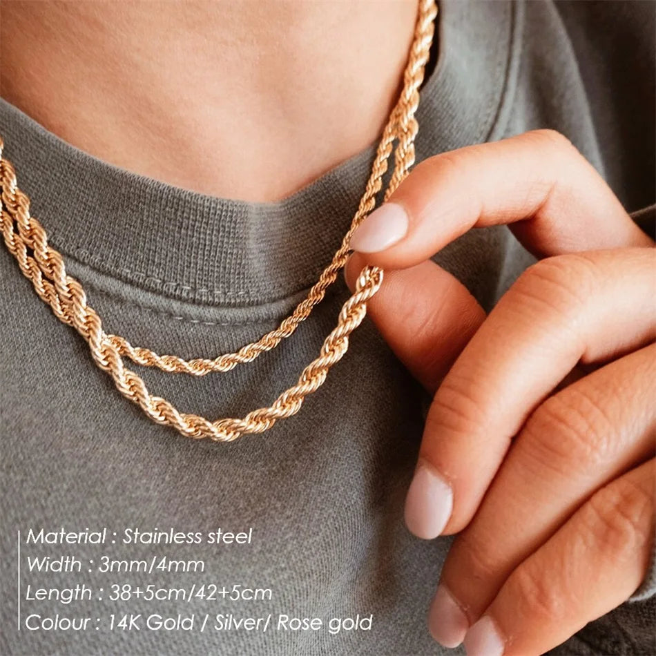 SUNIBI Stainless Steel Necklaces for Women Gold Color Basic Punk Link Chain Necklace Solid Metal Jewelry Wholesale/dropshipping