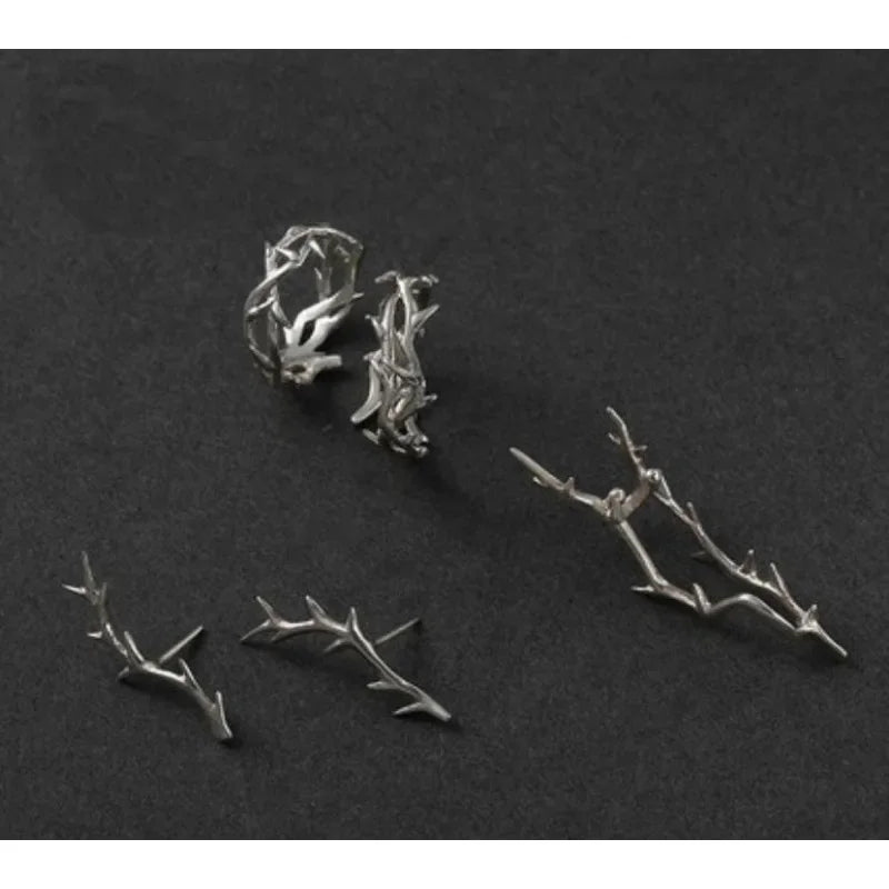 Vintage Ins Style Adherence Men's and Women's Rings with Branches, Thorns, Couples' Ring Gifts, Fashion and Personality Y2k