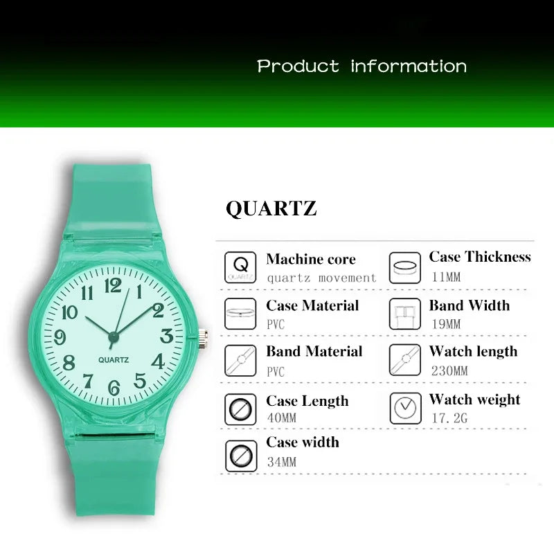 2023 Casual Fashion Women Lady Silicone Jelly Quartz Watch Women Lovely Wristwatch Transparent Summer Candy Color Student Clock